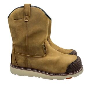 Mens 10 M - Brunt The BOLDUC Comp Brunt Toe Pull On Work Boots Brown Leather